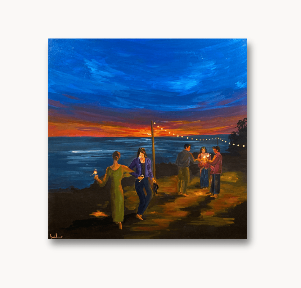 frieds at sunset